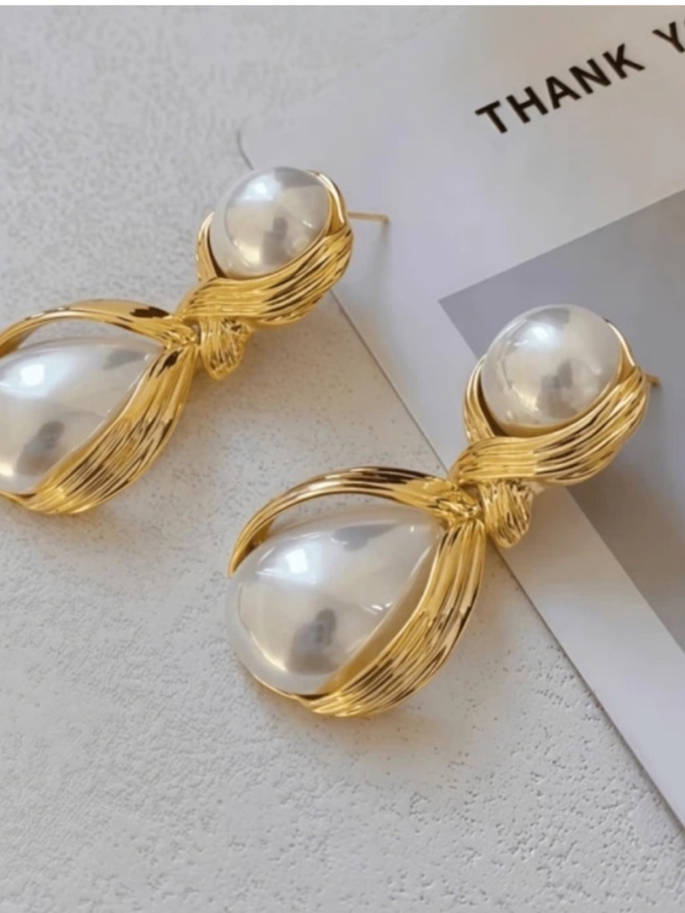 Gold-Tone Pearl Drop Earrings - White Pearl - Picture 3 of 5